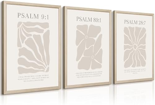 Joocrise Scripture Christian Wall Art Set of 3 Beige Bible Verses Wall Decor by Unknown