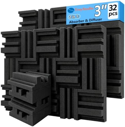TroyStudio Thickened 12 X 12 X 3 Inch Acoustic Foam Panels in Diffusion Pattern by TroyStudio