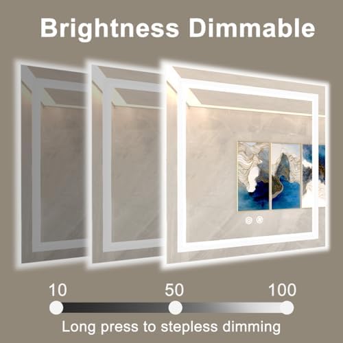 36 X 36 Inch Square LED Bathroom Vanity Mirror, 3 Colors Light Dimmable - Image 4