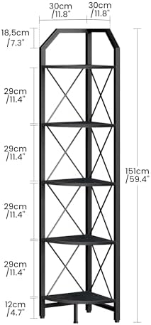 CHOEZON 5-Tier Corner Shelf, Industrial Corner Bookshelf, 59.4" Corner Storage - Image 2