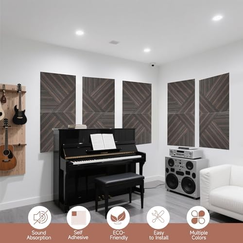 TO-TH Sound Absorbing Panels Peel and Stick Wall Panel 6Pack, Rustic Walnut - Image 6