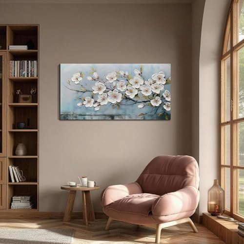 Anolyfi Cherry Blossom Flowers Textured Wall Art - Image 2