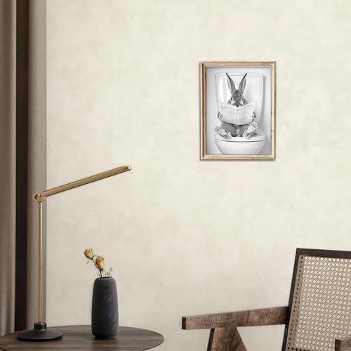 uniro Funny Bathroom Wall Art Prints Funny Rabbit on Toilet Wall Art Vintage - Image 7