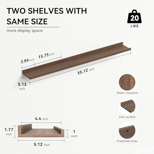 Boswillon Floating Shelves Set of 2, Long Wall Shelf - Image 3