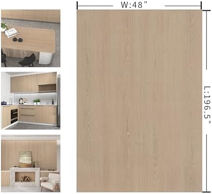 48"x196.8" Light Wood Contact Paper Textured Peel and Stick Wood Wallpaper - Image 7