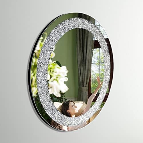 DMDFIRST Crystal Crushed Diamond Oval Shaped Glam Bling Silver Mirror - Image 6