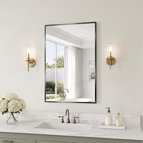 20"x30" Black Bathroom Mirror Wall Mounted by MYSUNORIA