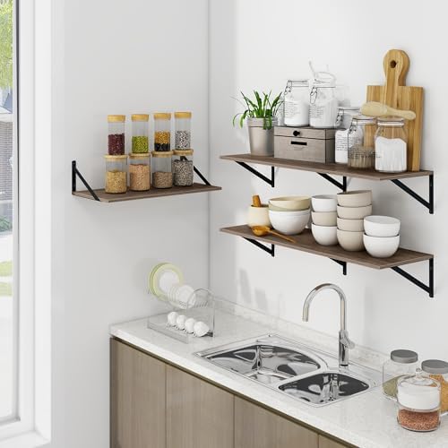 Heimlove 36W x 12D Deep Floating Shelves Set of 2 Grey - Image 6