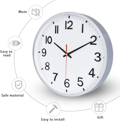 Wall Clocks Battery Operated 10 inch Modern Wall Clock, Silent Non Ticking Wall - Image 3