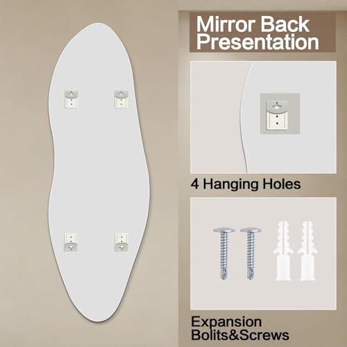 Niccy Wavy Full Length Mirror, Irregular Wall-Mounted Mirror - Image 2