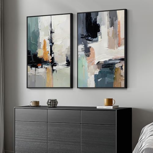 Framed Colorful Abstract Canvas Wall Art - Image 2