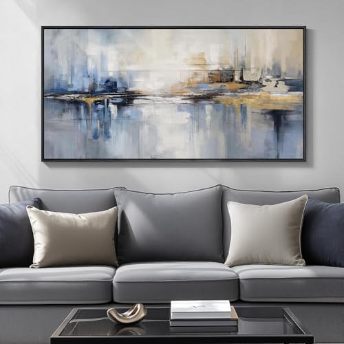 Extra Large Framed Blue Abstract Wall Art - Image 2