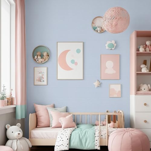 Light Blue Peel Stick Wallpaper Self-Adhesive Contact Paper Tear Resistant - Image 4