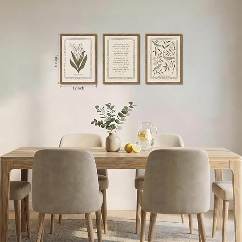 Framed Vintage Botanical Wall Art Set of 3, Lily of the Valley and Bird Nature - Image 4
