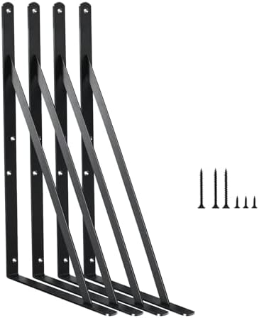 4 Pack L14 x H 10" Black Heavy Duty Shelf Brackets by MHMYDZ