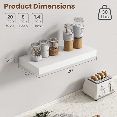 20 Inch Floating shelves for Wall, 8 Inch Deep, Invisible Brackets - Image 3