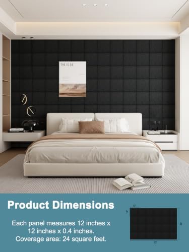 AKUMAX 24 Pack Acoustic Wall Panels, 11.8 x 11.8 x 0.4 in Peel-and-Stick PET - Image 5