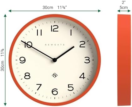 NEWGATE® Number Four Echo wall Clock | Modern Round Clock | 12" | Orange | Easy - Image 3