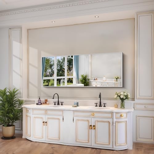 YIROMAN Bathroom Mirror 24"x60", Brushed Silver Bathroom Mirror - Image 3