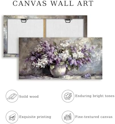 SERIMINO Purple Floral Wall Decor, Still Life Flowers Art Prints 24"X48" - Image 4