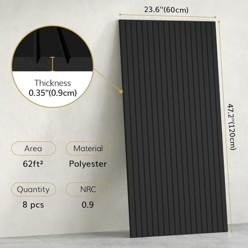 TONOR Large Acoustic Panels Self Adhesive-8 Pack 47.2" X 23.6" X 0.35" - Image 3