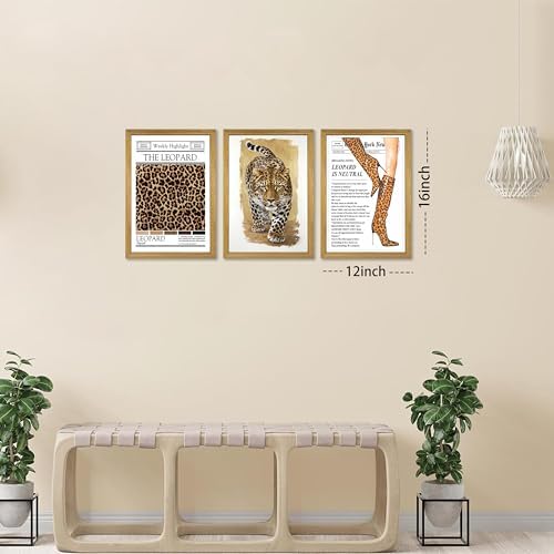 Set of 3 Trendy Leopard Wall Art, Preppy Room Aesthetic Cheetah Wall Decor - Image 4