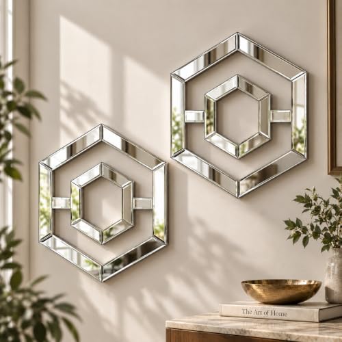 Square Decorative Wall Mirror 12 x 12 Inch, Modern Wall Mounted Accent Mirror by OPULINEA
