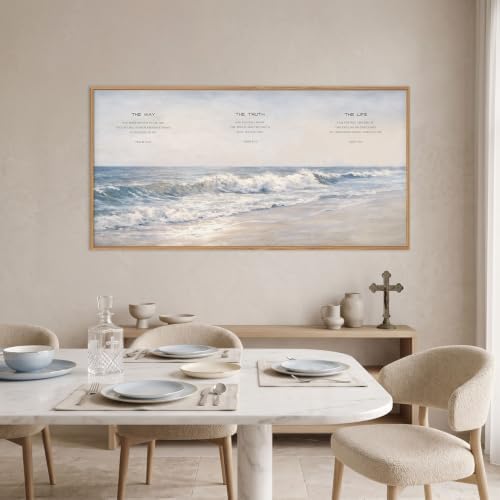 HOURIA The Way The Truth The Life Scripture Framed Canvas Wall Art Set - Image 4