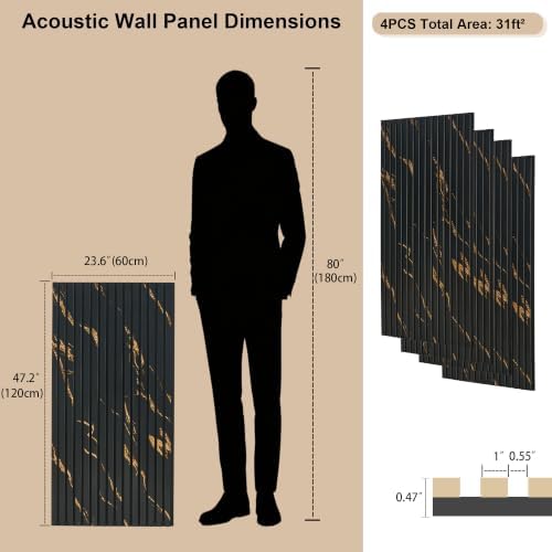 4 Pack 47.2" × 23.6" Wood Slat Acoustic Wall Panels - Image 2