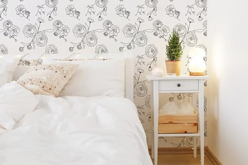 Safiyya 393"x17.3" Peel and Stick Wallpaper Black and White Contact Paper - Image 2