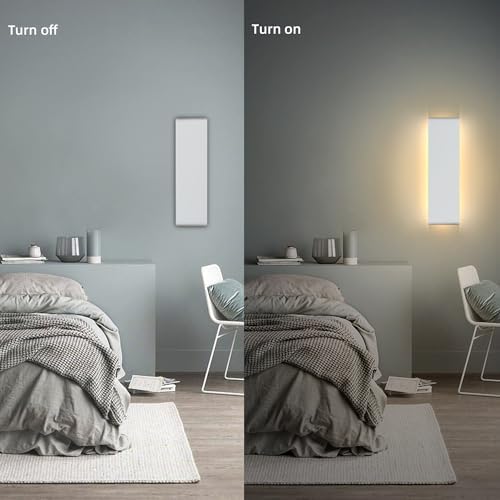 KICAAO 15.7in White Modern Wall Sconce 2-Pack, 16W Warm Light 3000K - Image 4