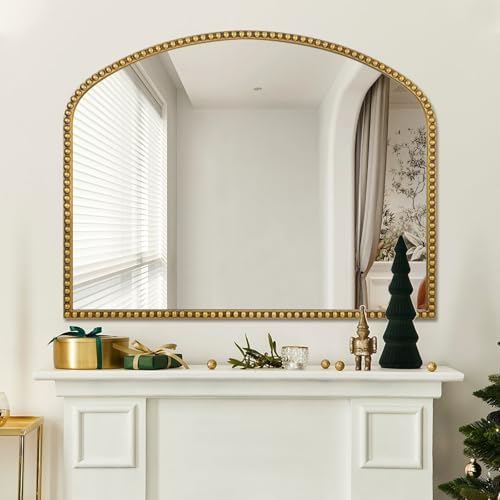 28"x36" Large Arch Wall Mirror, Decorative Beaded Frame Hanging Vanity Mirror - Image 2