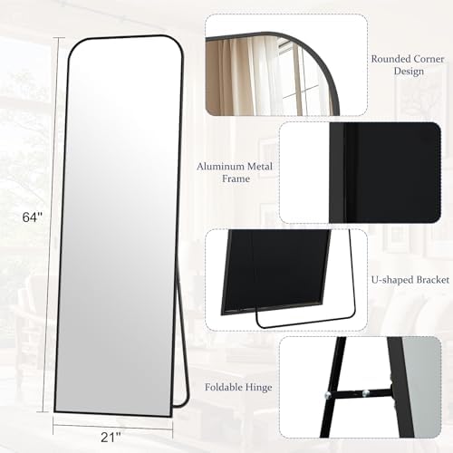 Full Length Mirror 64"x21" Arched Floor Standing Large Mirrors - Image 3