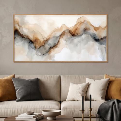 Abstract Neutral Watercolor Framed Canvas Wall Art Set -20"×40" by Ausril