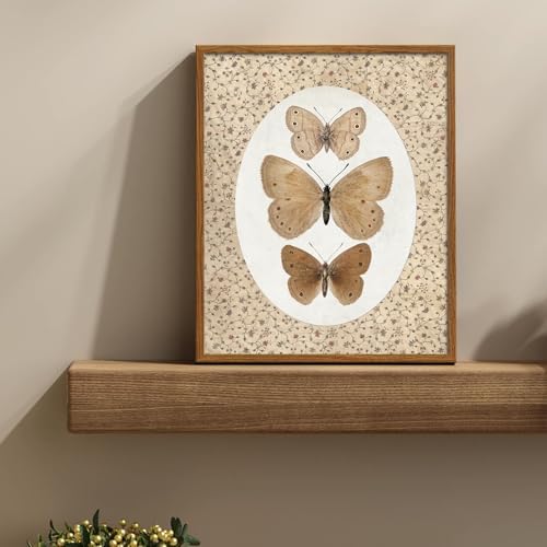 uniro Vintage Butterfly Canvas Wall Art, Bedroom Bathroom Shelf Retro Butterfly - Image 2