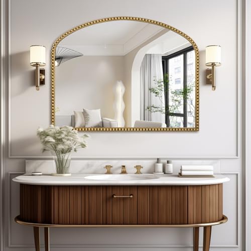 28"x36" Large Arch Wall Mirror, Decorative Beaded Frame Hanging Vanity Mirror - Image 5