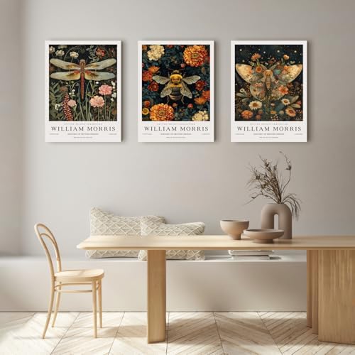 Hianan Wrapped Canvas Morris Dragonfly Floral Wall Art Set of 3, 16x24 in - Image 2