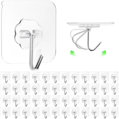 ZESLMG Adhesive Wall Hooks for Hanging, 48 Pack Self Sticky Hooks Heavy Duty by ZESLMG