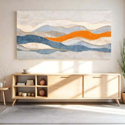 Tsomzxng Large Blue And White Abstract Wall Art - Image 5