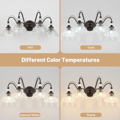 Vintage Bathroom Vanity Light, 4-Light Oil Rubbed Bronze Finish Wall Sconce - Image 7