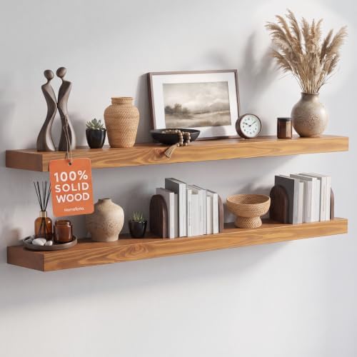 Homeforia 42 Inch Floating Shelves, High-End Solid Pine Wood by Homeforia