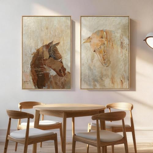 Framed Neutral Abstract Horse 2 Piece Wall Art - Image 2