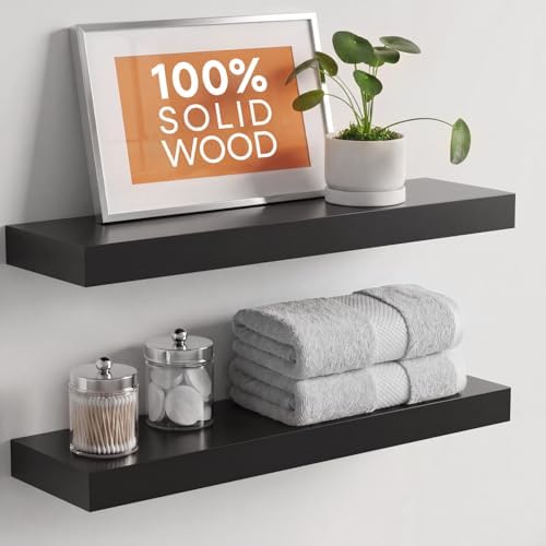 Homeforia 24 Inch Floating Shelves, High-End Solid Pine Wood by Homeforia