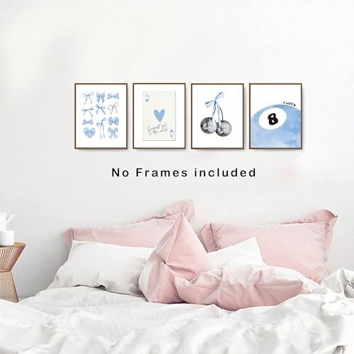 okaxscm Light Blue Coquette Trendy Preppy Wall Art Prints Set of 4, Coquette - Image 4