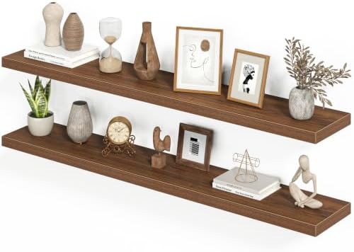 Heimlove Floating Shelves 55.1" W x 9.3" D Walnut Set of 2 by Heimlove