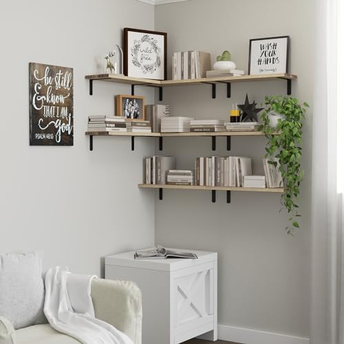DOLLFIO Floating Wall Shelves, Decor & Storage, Rustic Brown - Image 6