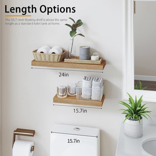 24in Oak Floating Shelves for Wall, Home Decor - Image 5