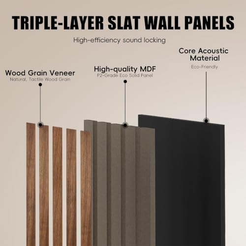 RITOLLO 6-Pack Wood Slat Wall Panels, 46.5 Sq Ft Coverage - Image 4