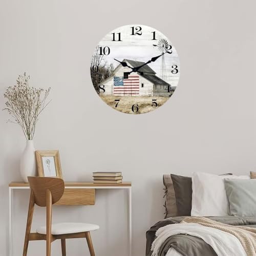 XFM Farmhouse Wall Clocks Battery Operated 12 Inch Silent Rustic Barn - Image 4