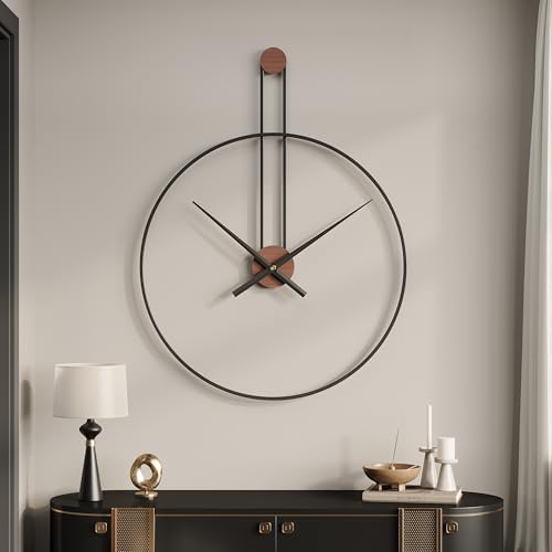 Cuspin 30 Inch Large Wall Clock, Modern Black Metal Clocks - Image 2